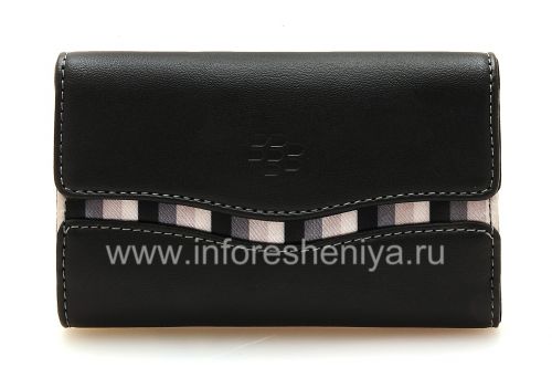 Photogallery for Asli Kulit Kasus Tas dengan kain insert Kulit Folio untuk BlackBerry, Black (hitam) product