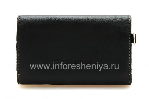 Photogallery for Asli Kulit Kasus Tas dengan kain insert Kulit Folio untuk BlackBerry, Black (hitam) product