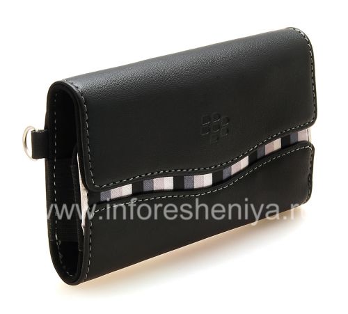 Photogallery for Asli Kulit Kasus Tas dengan kain insert Kulit Folio untuk BlackBerry, Black (hitam) product