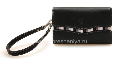 Photogallery for Asli Kulit Kasus Tas dengan kain insert Kulit Folio untuk BlackBerry, Black (hitam) product