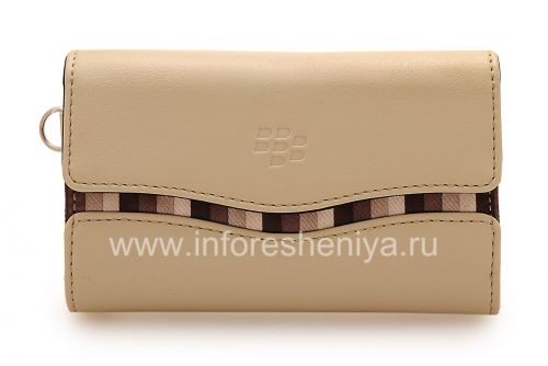 Photogallery for Asli Kulit Kasus Tas dengan kain insert Kulit Folio untuk BlackBerry, Beige (Sandstone) product