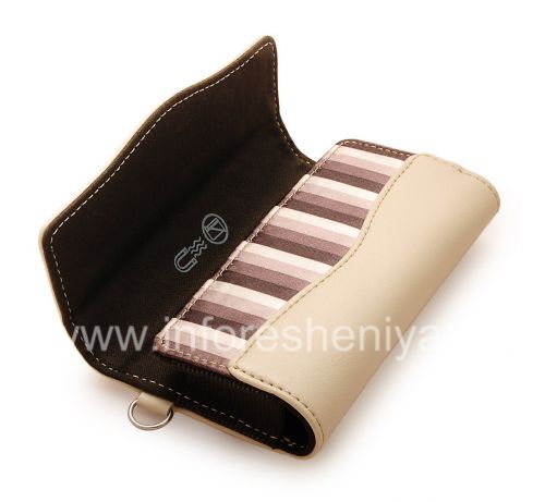Photogallery for Asli Kulit Kasus Tas dengan kain insert Kulit Folio untuk BlackBerry, Beige (Sandstone) product