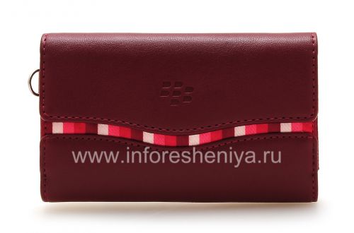 Photogallery for Asli Kulit Kasus Tas dengan kain insert Kulit Folio untuk BlackBerry, Burgundy (Merlot) product
