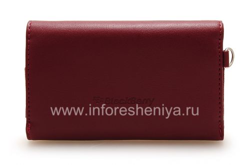 Photogallery for Asli Kulit Kasus Tas dengan kain insert Kulit Folio untuk BlackBerry, Burgundy (Merlot) product