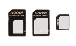 Adapter kit for Micro- and Nano- SIM-cards, Noosy, black, 3 pcs.