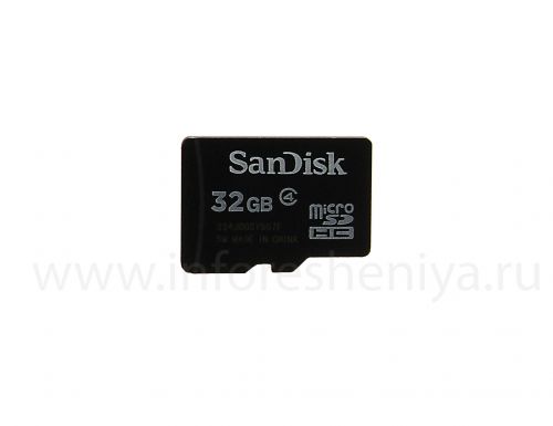 Photogallery for Marque carte mémoire SanDisk Micro SD (microSDHC Class 4) 32 Go pour les BlackBerry, Noir product