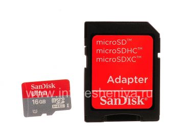 SanDisk Ponsel Ultra MicroSD Branded kartu memori (microSDHC Class 10 UHS 1) 16GB untuk BlackBerry