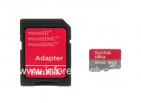 وصفت بطاقة الذاكرة سانديسك موبايل ألترا مايكرو (microSDXC فئة 10 UHS 1) 64GB للبلاك بيري, أحمر / رمادي