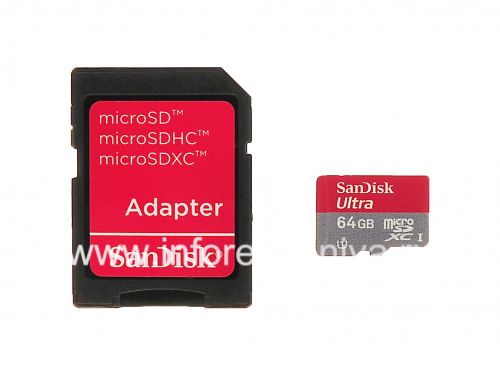 Photogallery for Branded memory card SanDisk Mobile Ultra MicroSD (microSDXC Class 10 UHS 1) 64GB for BlackBerry, Red / Grey product