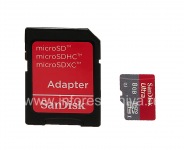 Branded memory card SanDisk Mobile Ultra MicroSD (microSDHC Class 10 UHS 1) 8GB for BlackBerry, Red / Grey
