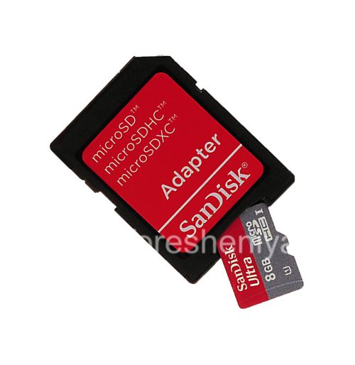 Photogallery for Tarjeta de memoria de la marca SanDisk Mobile Ultra microSD (microSDHC Class 10 UHS 1) 8GB para BlackBerry, Rojo / gris product