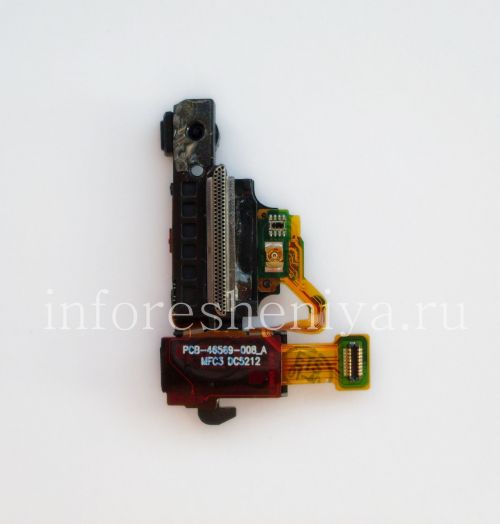 Photogallery for Audio connector (Headset Jack) T13 in assembly with proximity / light sensor and lock button for BlackBerry Z10 / 9982, The black product