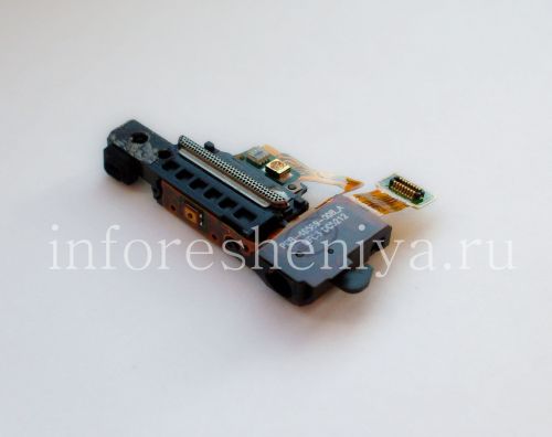 Photogallery for Audio connector (Headset Jack) T13 in assembly with proximity / light sensor and lock button for BlackBerry Z10 / 9982, The black product