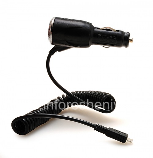 Photogallery for شاحن سيارة مضاء باللون الأزرق مع موصل MicroUSB, الأسود product