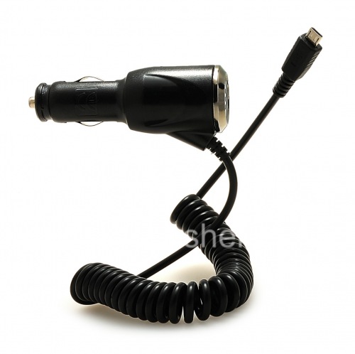 Photogallery for شاحن سيارة مضاء باللون الأزرق مع موصل MicroUSB, الأسود product