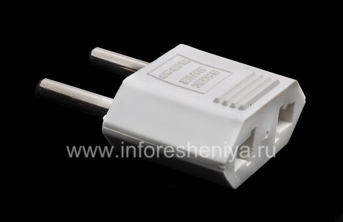 Photogallery for Adaptor untuk US-Euro socket (Rusia) untuk BlackBerry, Rectangular Putih product