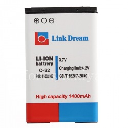 Corporate high-capacity battery C-S2, which does not require additional cover Link Dream 1400mAh for BlackBerry, White