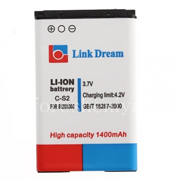 Corporate high-capacity battery C-S2, which does not require additional cover Link Dream 1400mAh for BlackBerry