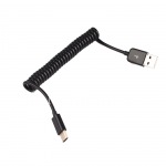 UNIVERSAL SPIRAL Data-cable USB / MicroUSB / Type C for BlackBerry, The black
